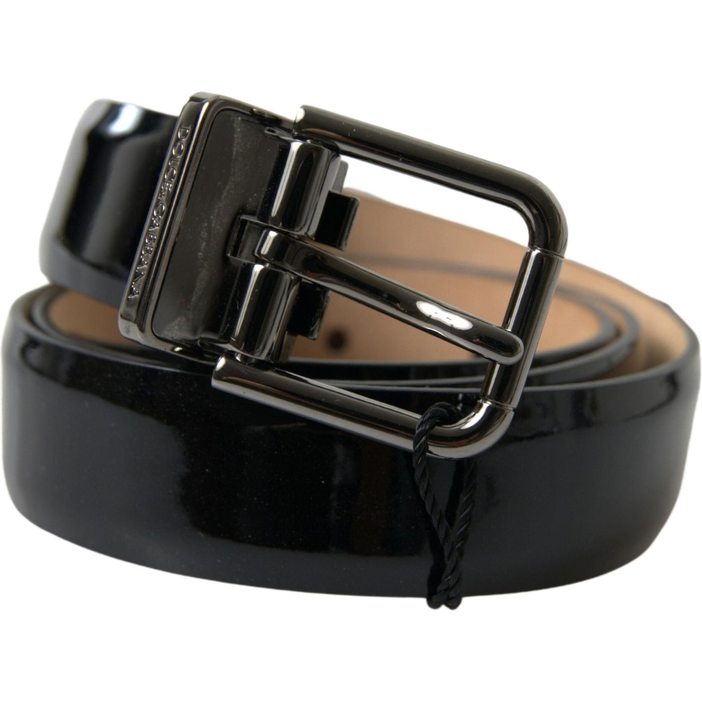 Elegant Black Leather Belt with Metal Buckle