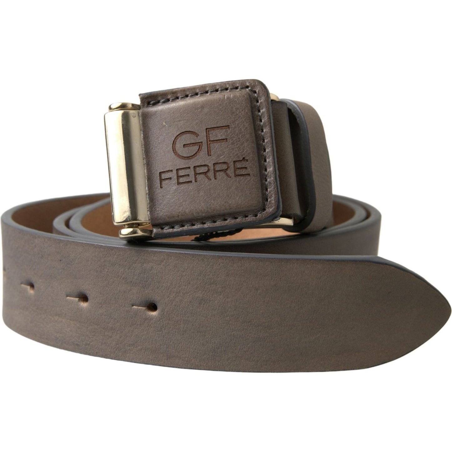 Elegant Leather Fashion Belt with Engraved Buckle