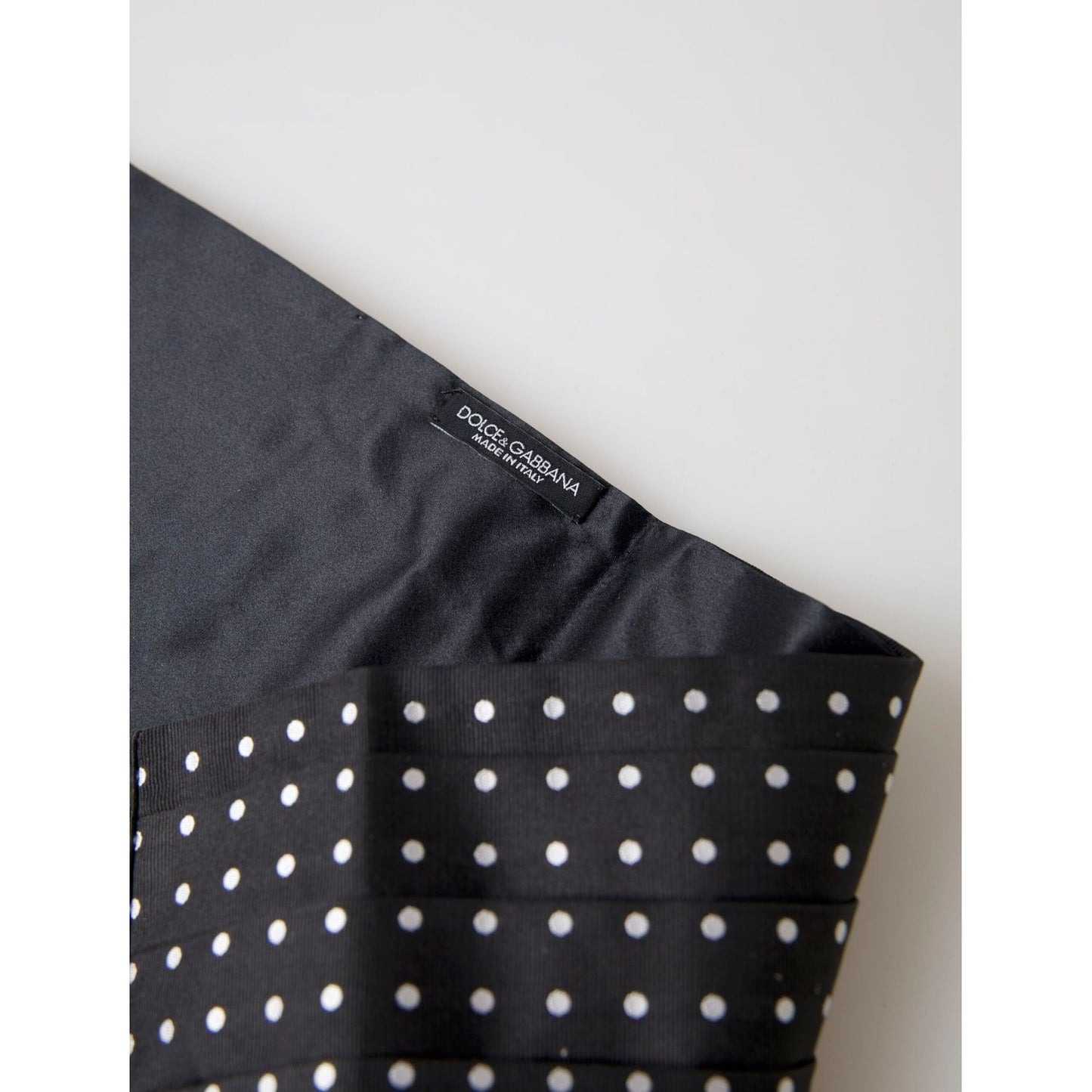 Elegant Silk Black & White Polka Dot Cummerbund