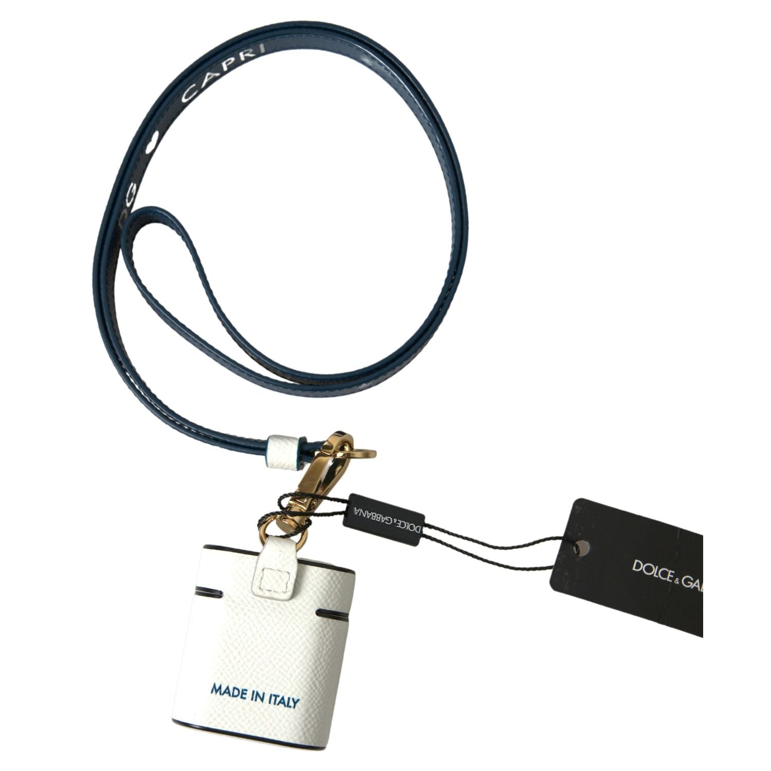 حافظة Airpods جلدية أنيقة من Dolce &amp; Gabbana باللونين الأبيض والأزرق