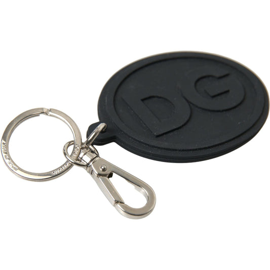 Elegant Black Rubber and Brass Keychain