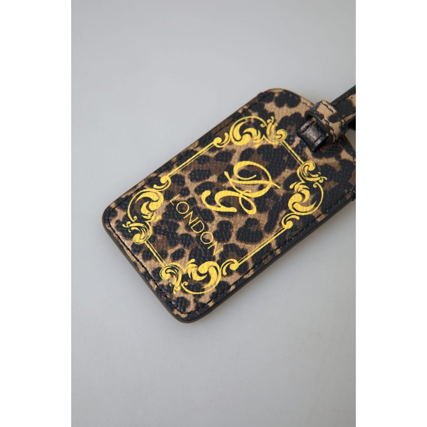 Elegant Leopard Leather Luggage Tag