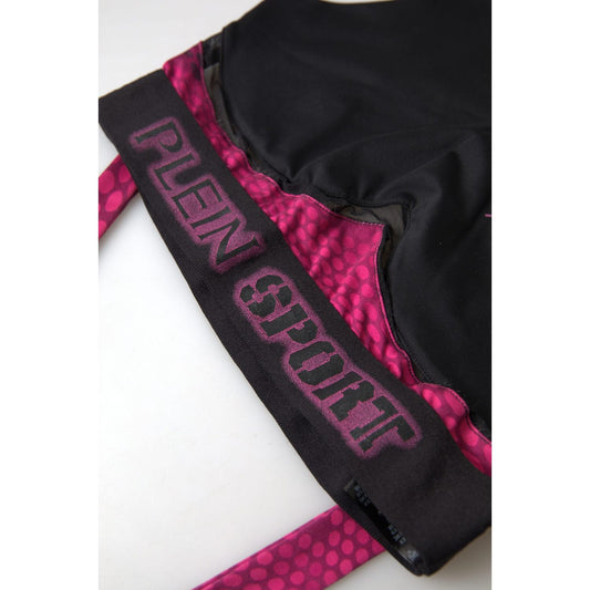 Sleek Black Sports Bra with Fuchsia Accent Plein Sport