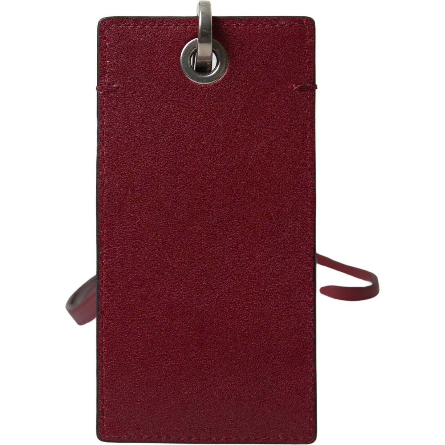 Elegant Red Leather Cardholder with Lanyard