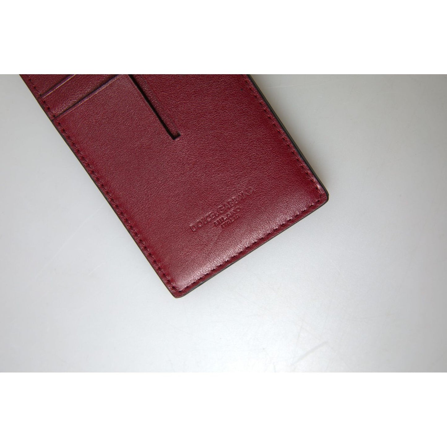 Elegant Red Leather Cardholder with Lanyard