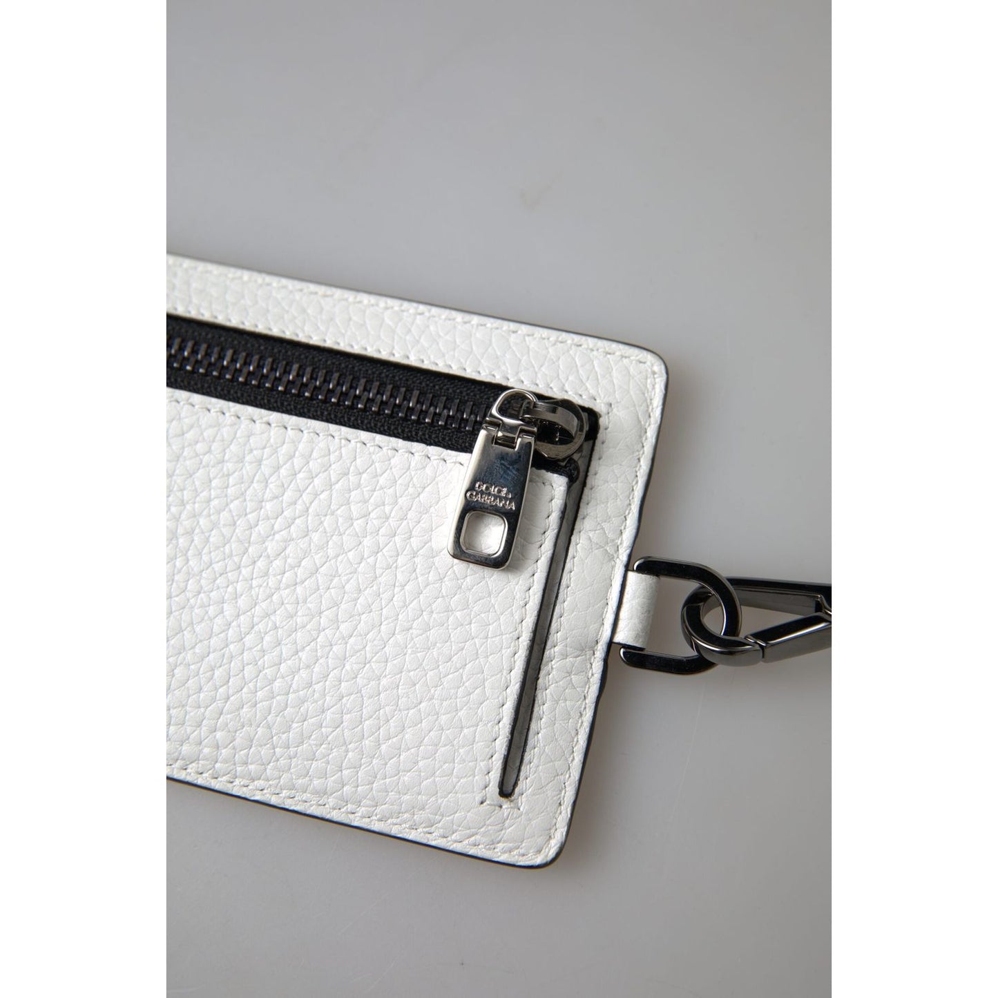 Elegant White Leather Cardholder Lanyard