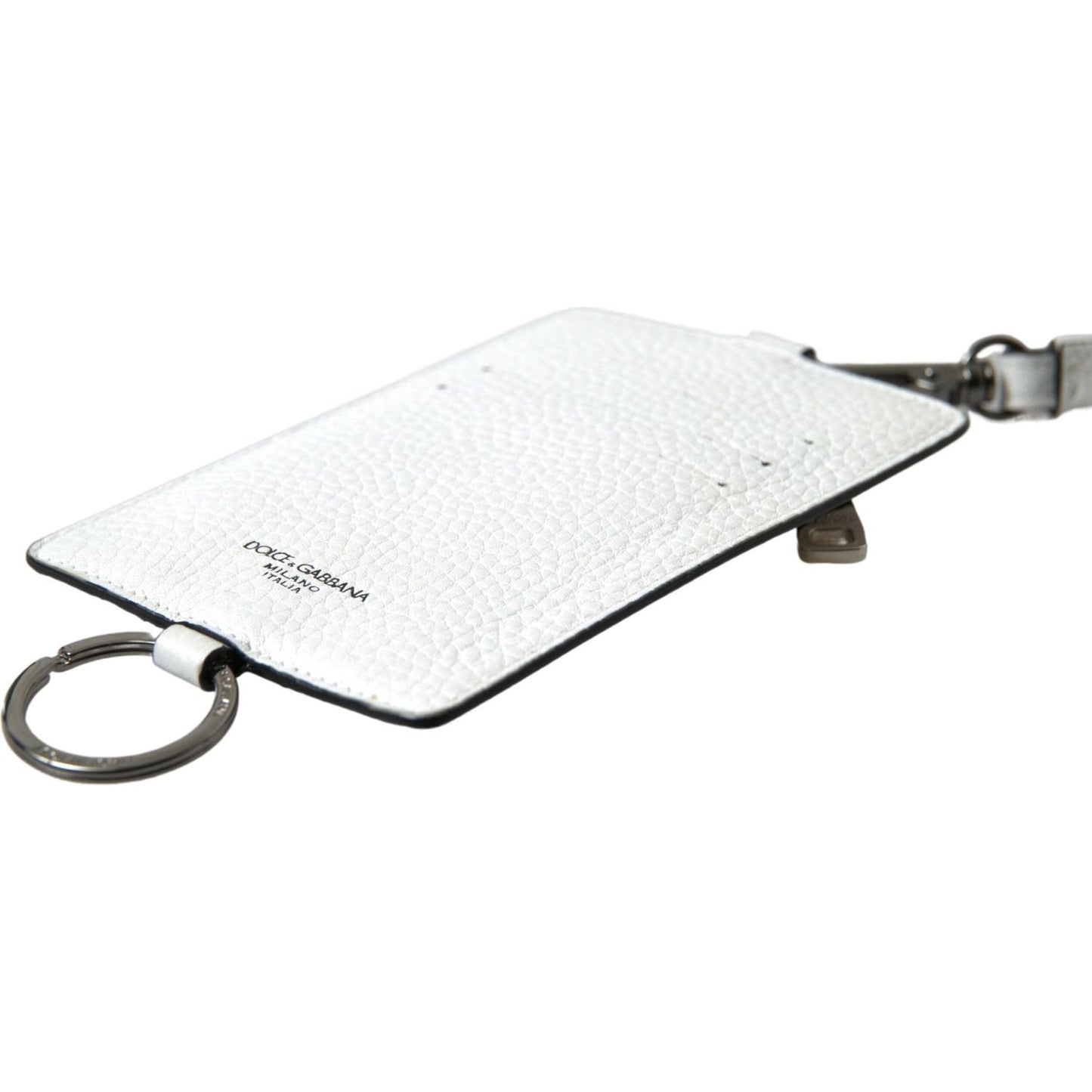 Elegant White Leather Cardholder Lanyard