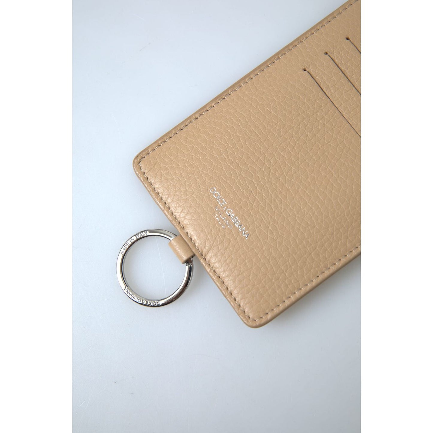 Elegant Beige Leather Cardholder Wallet