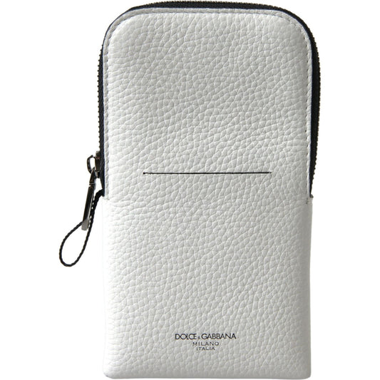 Elegant White Leather Phone Crossbody Bag