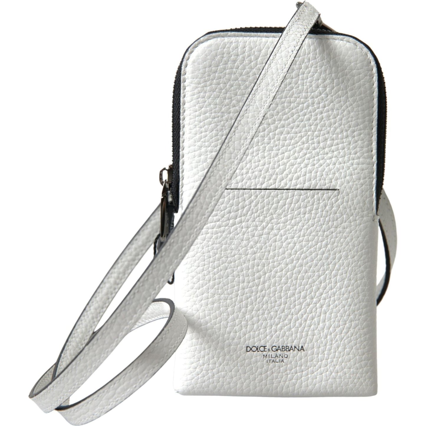 Elegant White Leather Phone Crossbody Bag