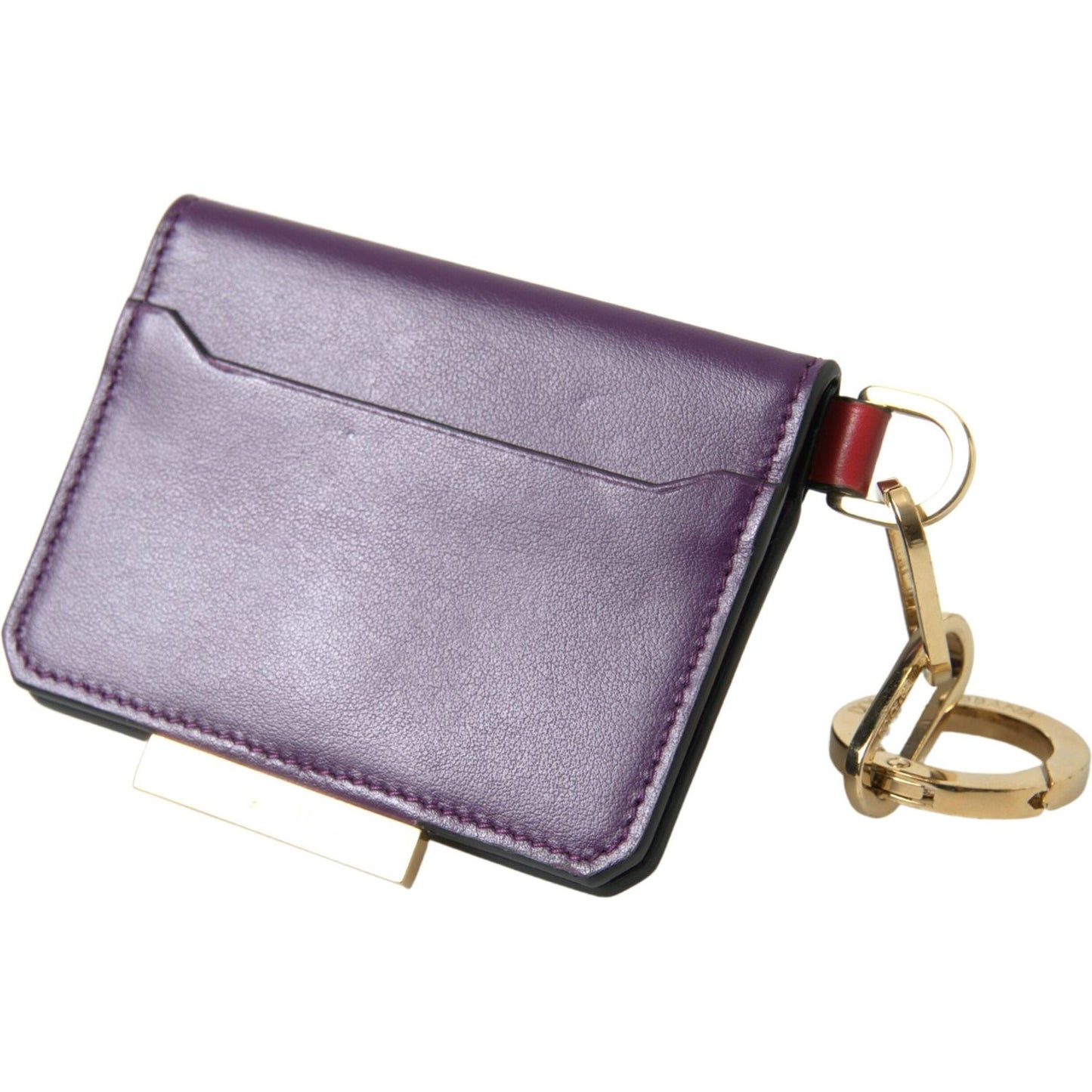 Purple Leather French Flap Wallet