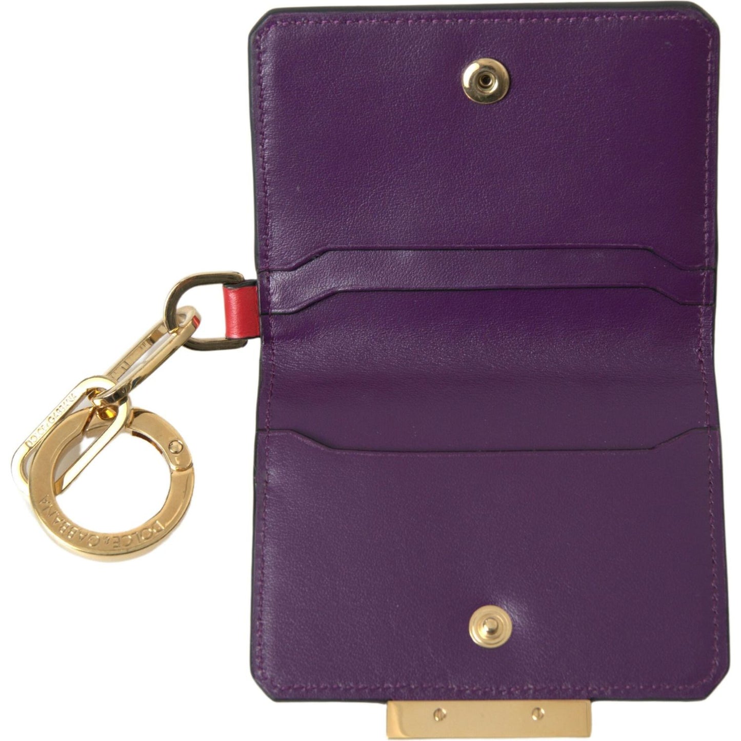 Purple Leather French Flap Wallet