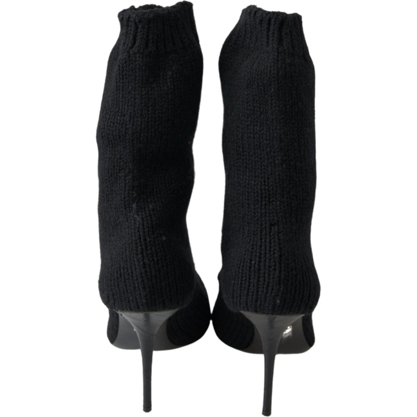 Elegant Black Viscose Mid-Calf Boots