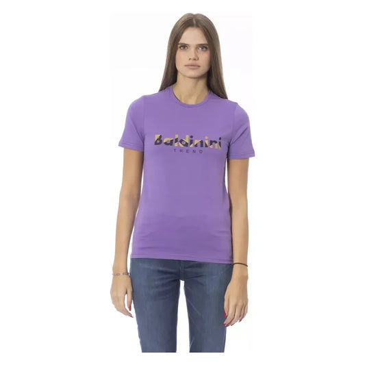 Baldinini Trend Chic Purple Crew Neck Cotton Tee Baldinini Trend