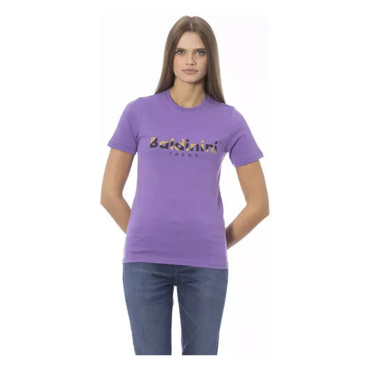 Baldinini Trend Chic Purple Crew Neck Cotton Tee Baldinini Trend