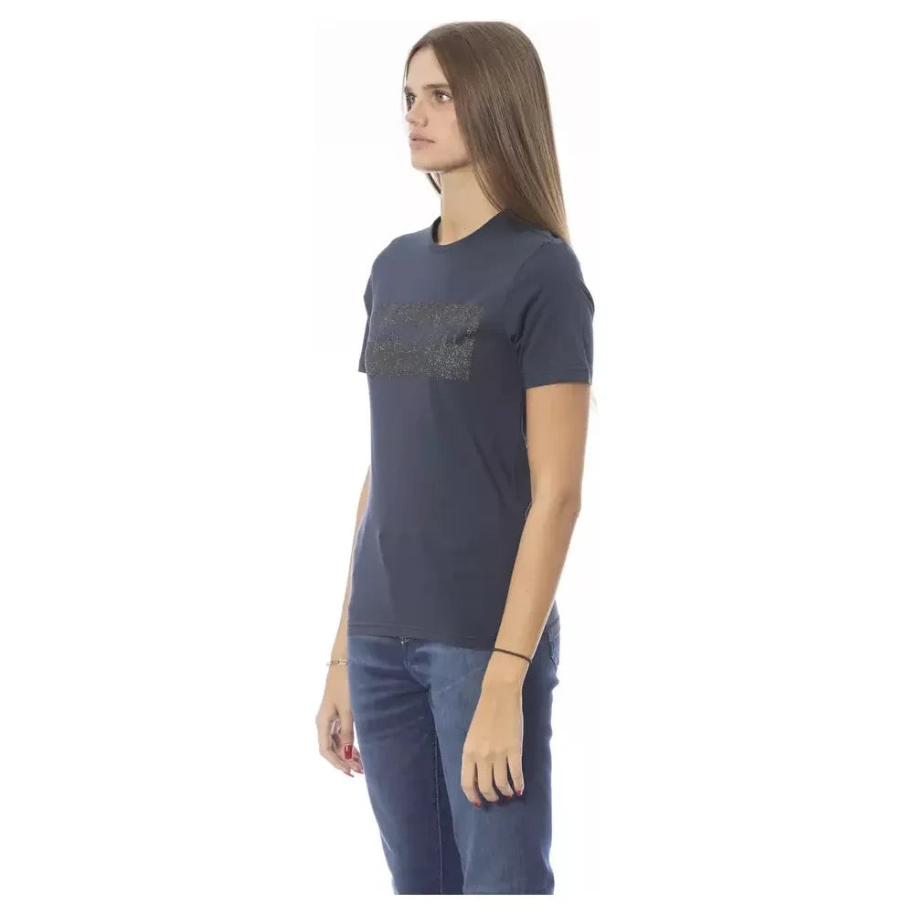 Chic Blue Short Sleeve Crew Neck Tee