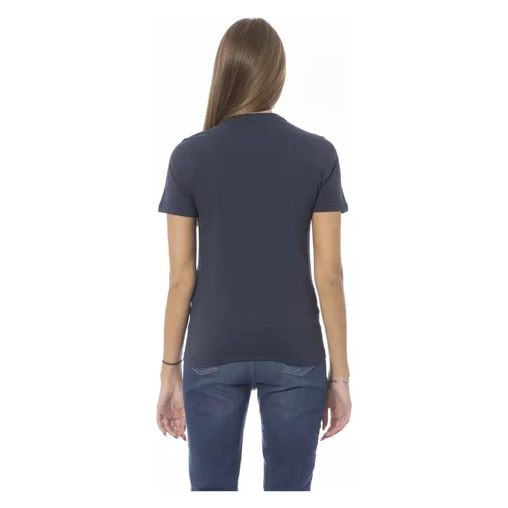 Chic Blue Short Sleeve Crew Neck Tee