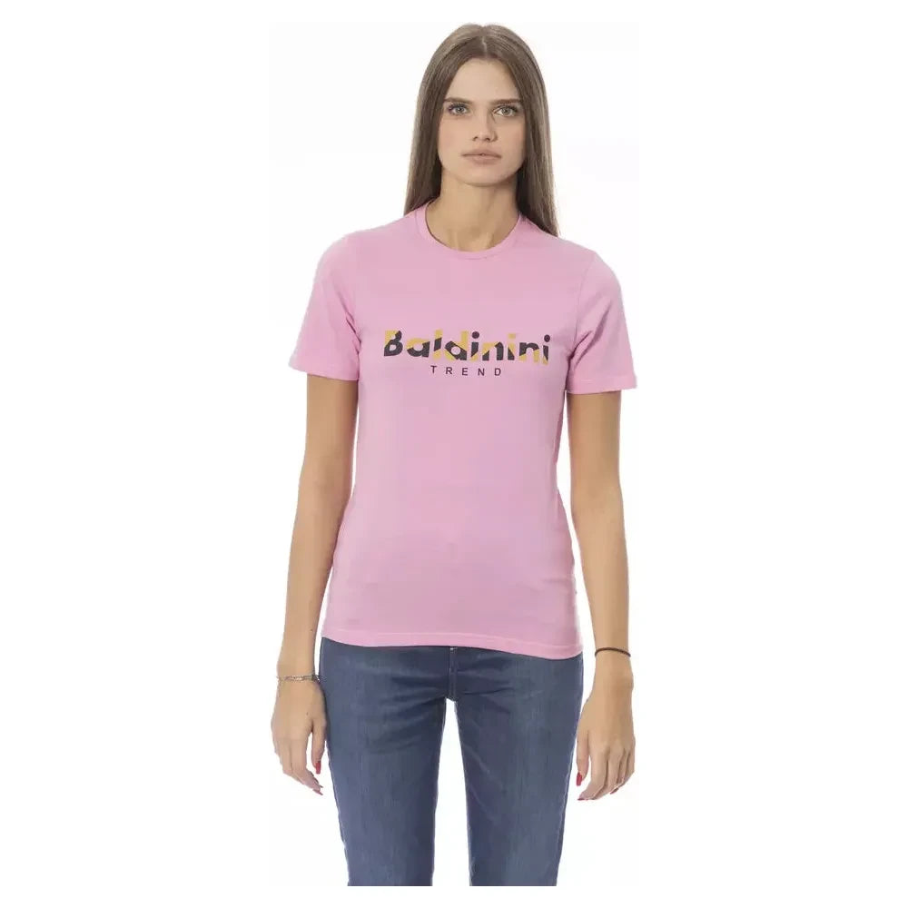 Chic Pink Cotton Crew Neck Tee