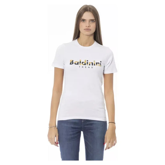 Baldinini Trend Crisp White Cotton Crew Neck Tee Baldinini Trend