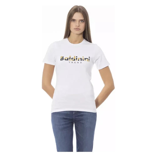 Baldinini Trend Crisp White Cotton Crew Neck Tee Baldinini Trend