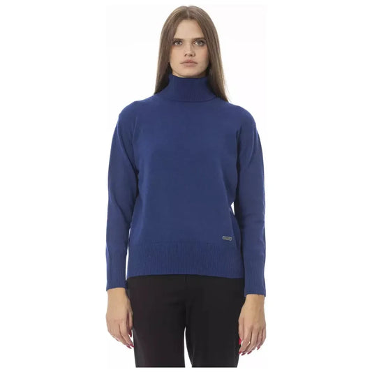 Elegant Turtleneck Sweater - Blue Wool-Cashmere Blend