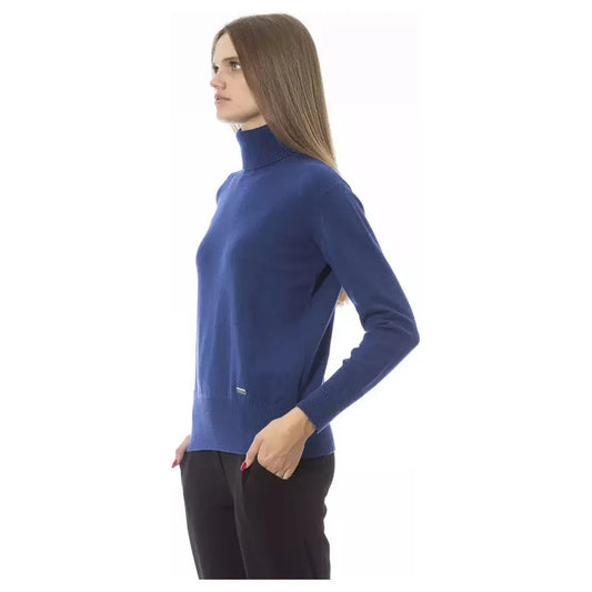 Baldinini Trend Elegant Turtleneck Sweater - Blue Wool-Cashmere Blend Baldinini Trend