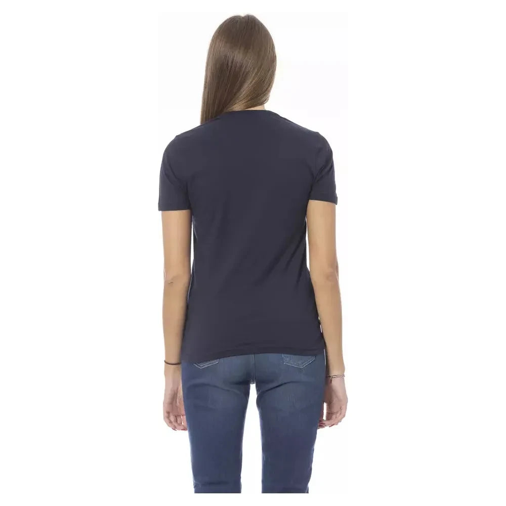 Chic Blue Cotton Crew Neck Tee