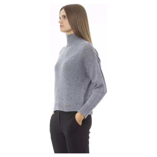 Baldinini Trend Volcanic Charm Gray Neck Sweater Baldinini Trend