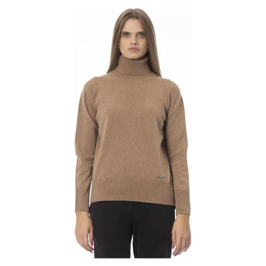 Baldinini Trend Chic Beige Wool-Cashmere Turtleneck Sweater Baldinini Trend