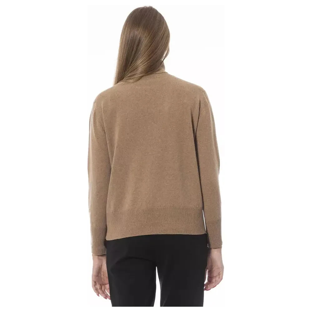 Chic Beige Wool-Cashmere Turtleneck Sweater