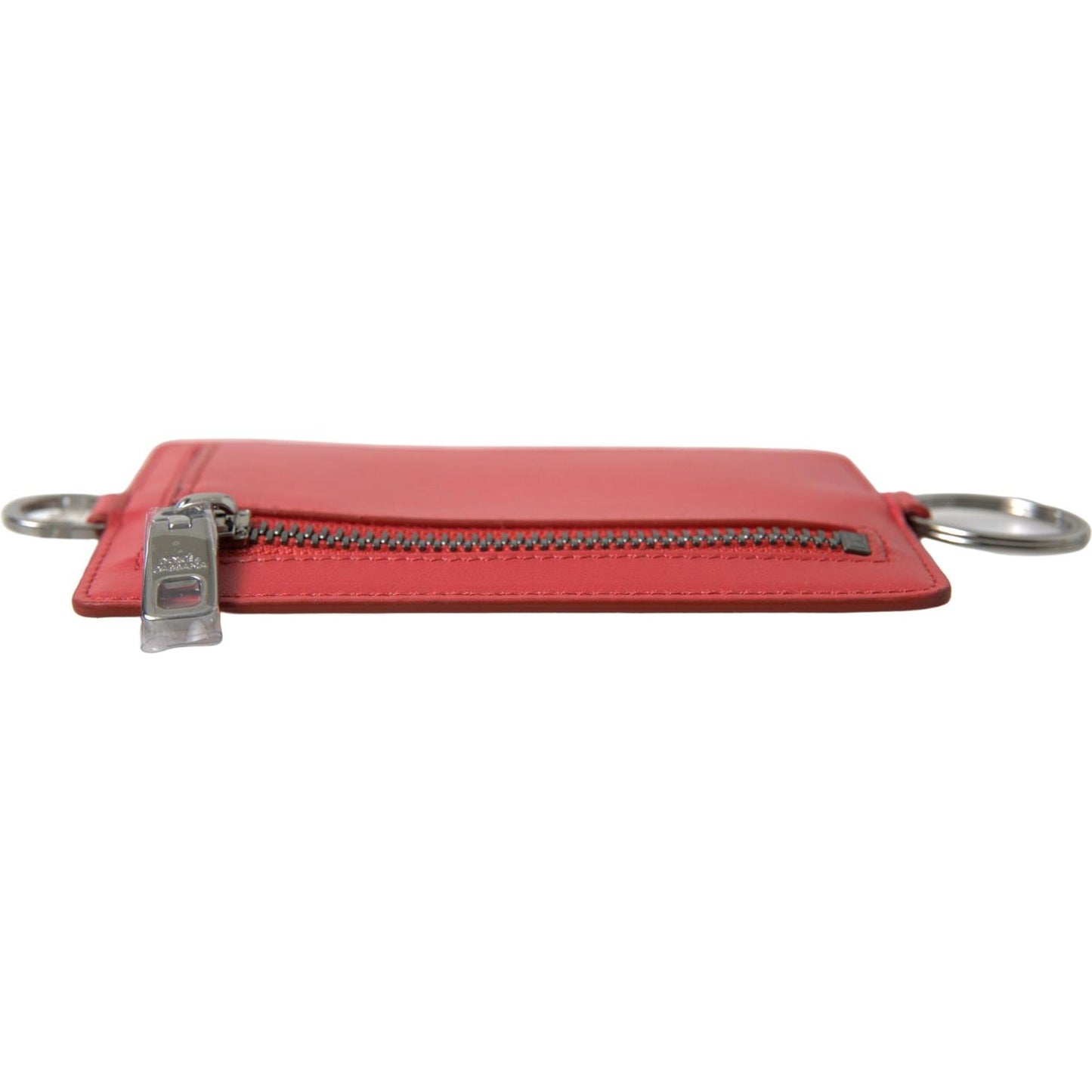 Elegant Red Leather Lanyard Card Holder