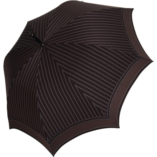 Dolce & Gabbana Brown Striped Leather Handle Collapsible Sartoria Umbrella Dolce & Gabbana