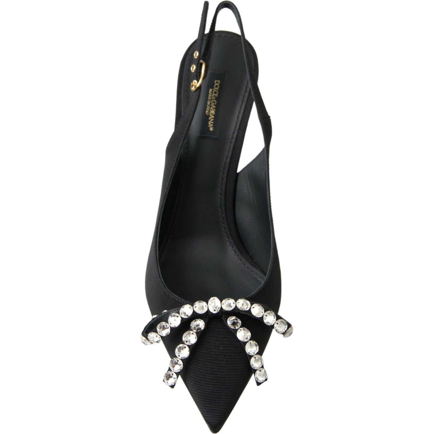 Embellished Black Slingback Heels Pumps