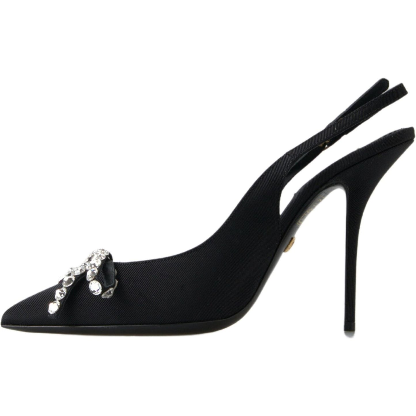 Embellished Black Slingback Heels Pumps