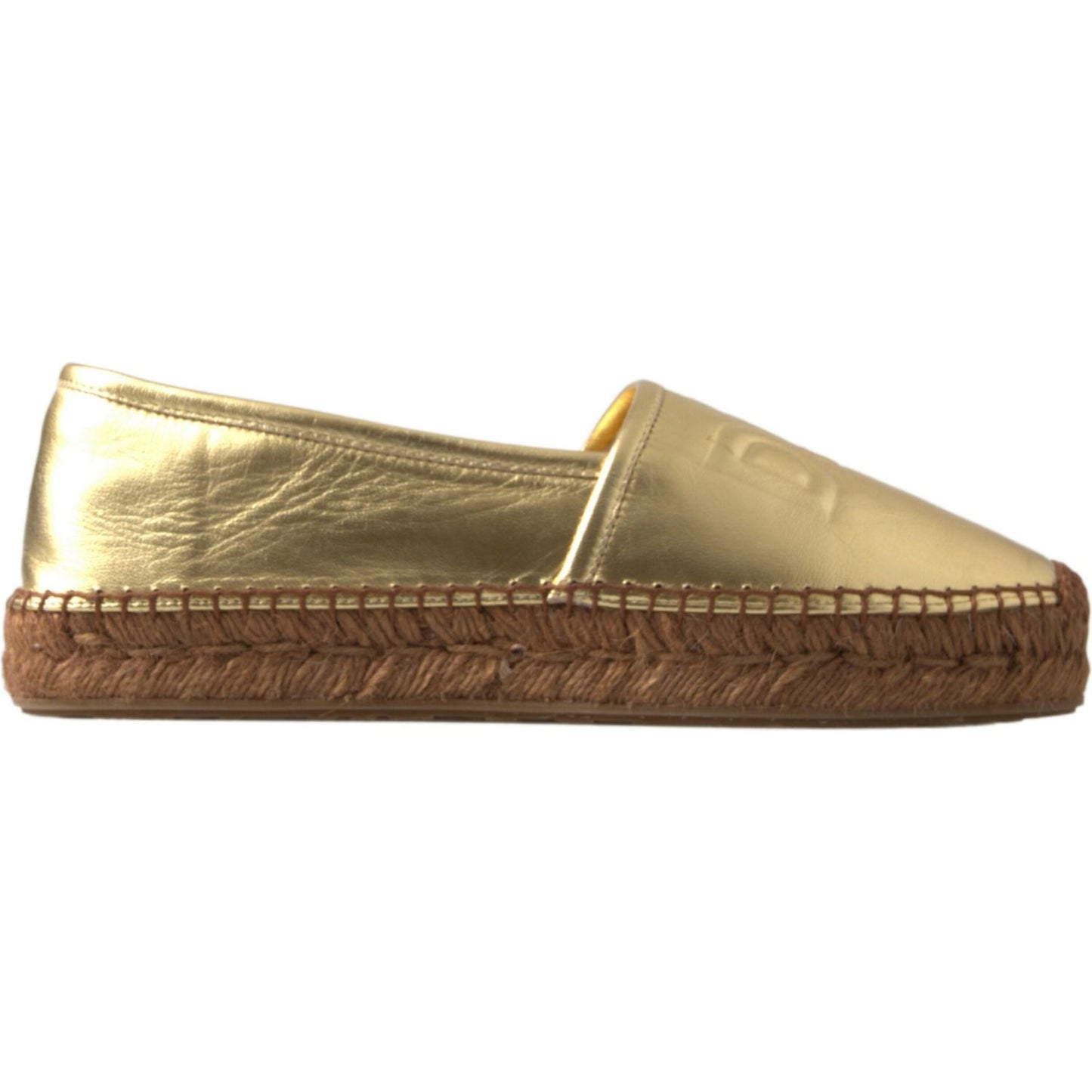 Golden Elegance Leather Espadrilles