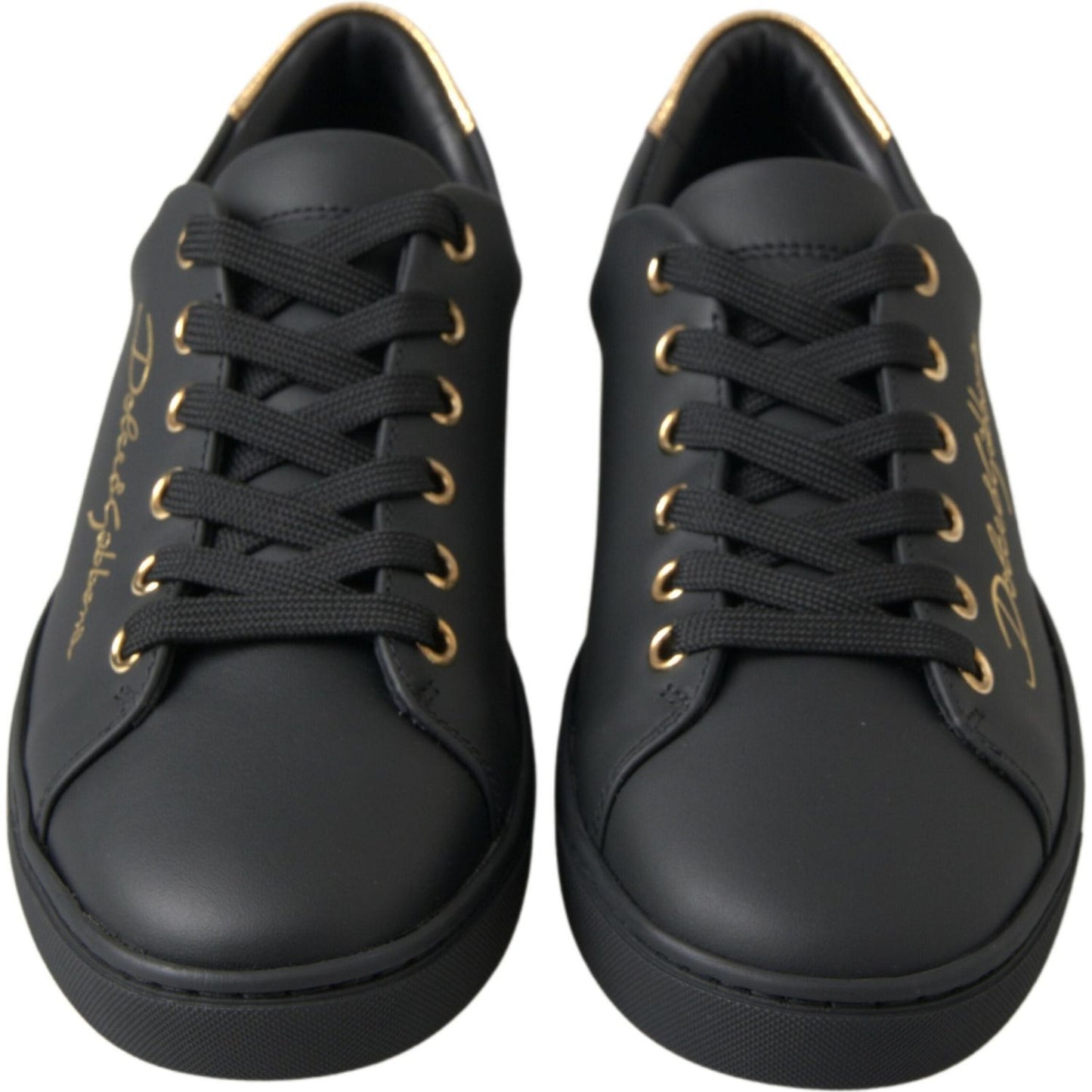 Black Gold Leather Classic Sneakers