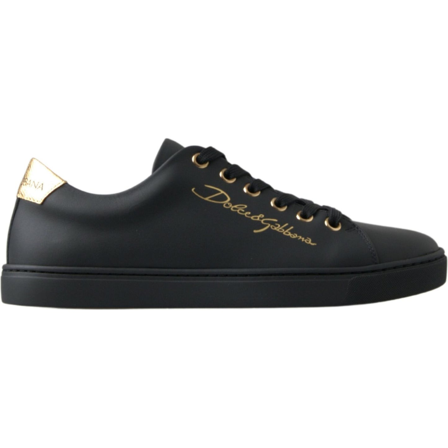 Black Gold Leather Classic Sneakers