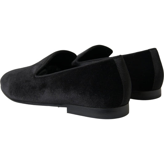 Elegant Velvet Black Loafers for Men