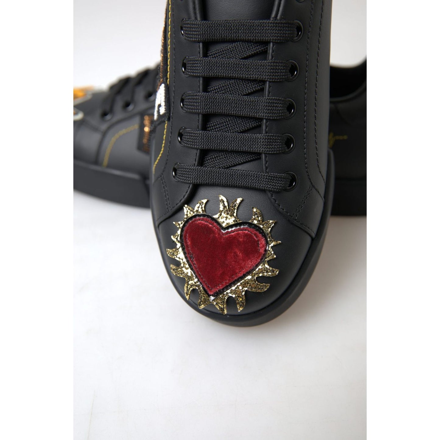 Elegant Portofino Leather Sneakers - Black Multicolor