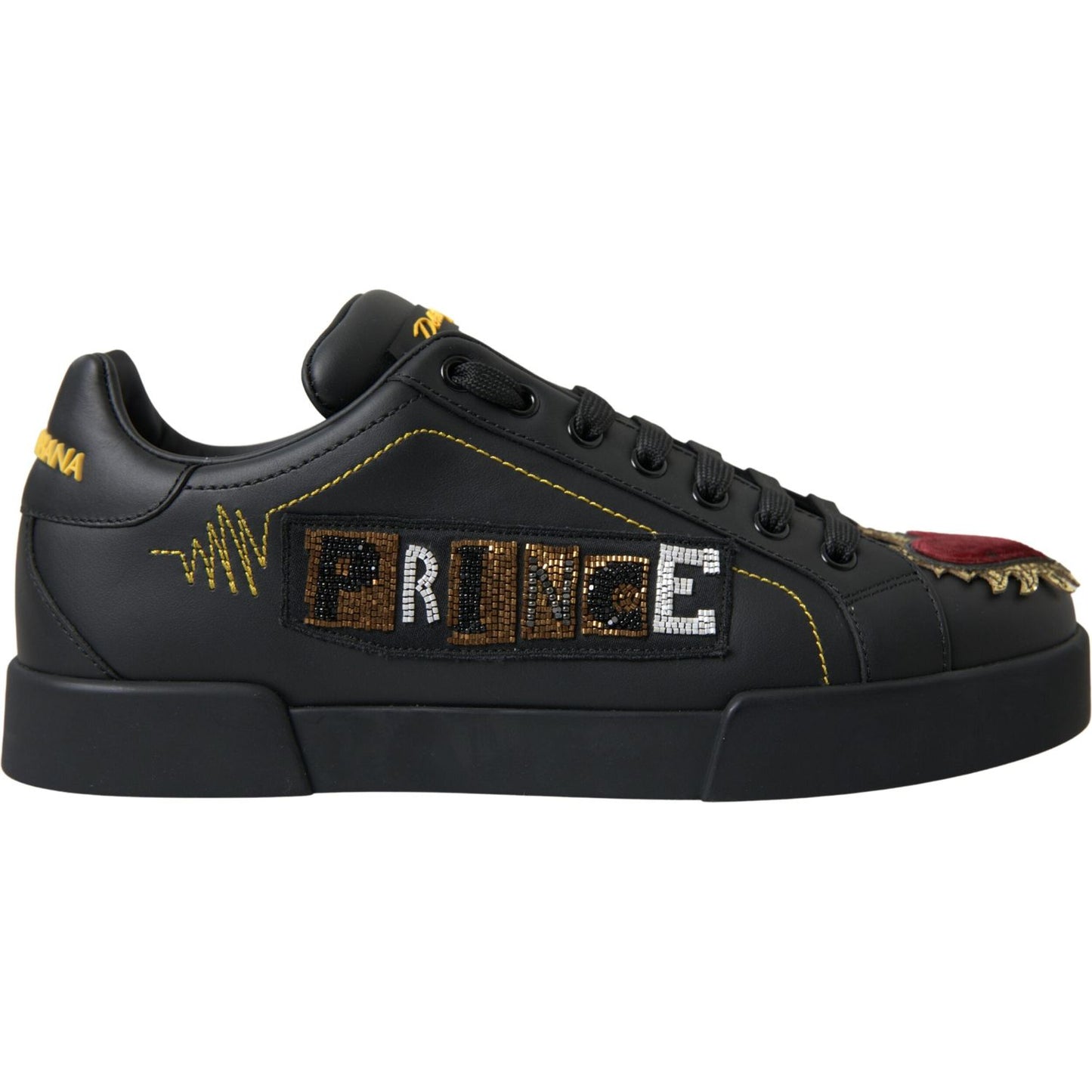 Elegant Portofino Leather Sneakers - Black Multicolor