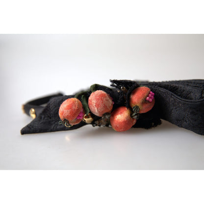 Dolce & Gabbana Black with multicolor Fig Fruit Crystal Tiara Diadem Headband