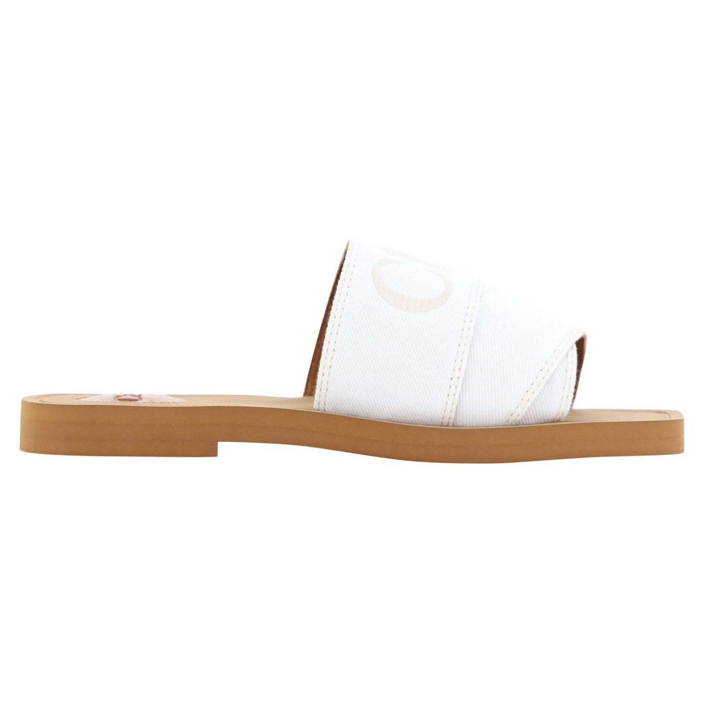 Elegant White Cotton Slide Sandals