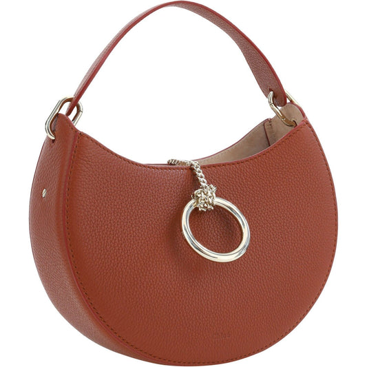 Sepia Brown Small Arlène Leather Shoulder Bag