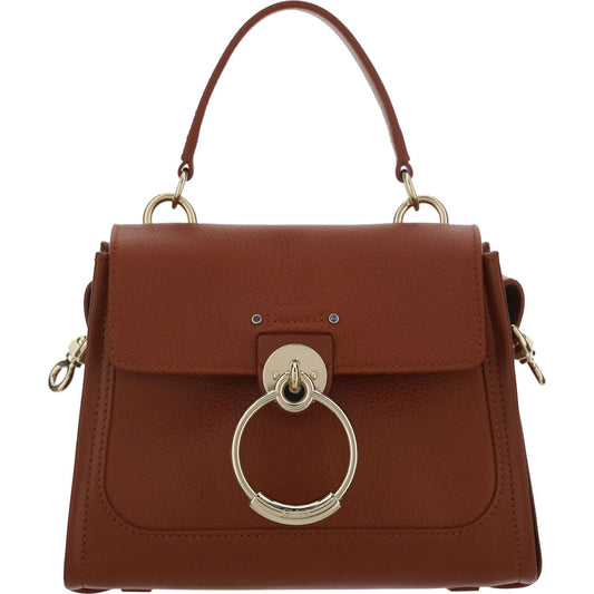 Elegant Sepia Brown Calfskin Shoulder Handbag