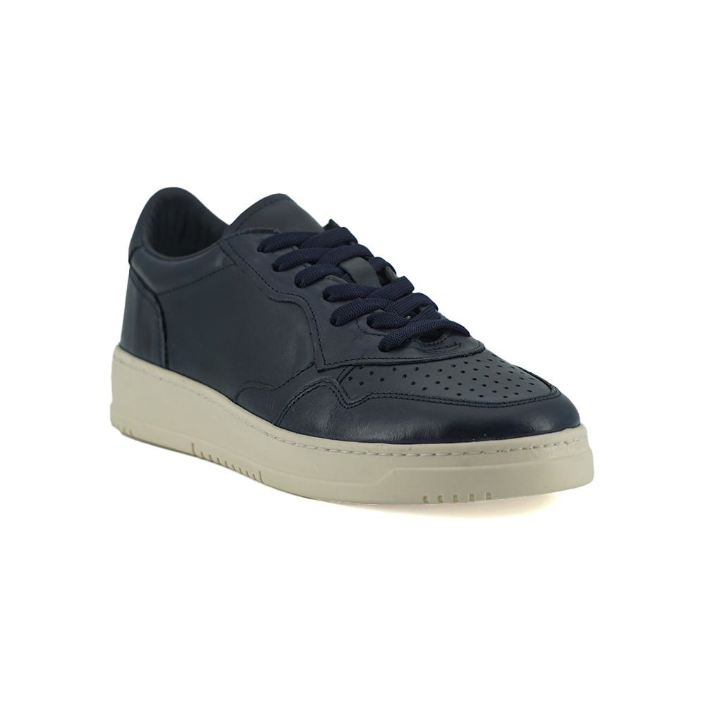 Elegant Navy Blue Leather Sneakers