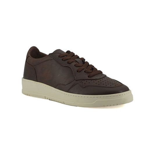 Exclusive Leather Fabric Sneakers in Brown