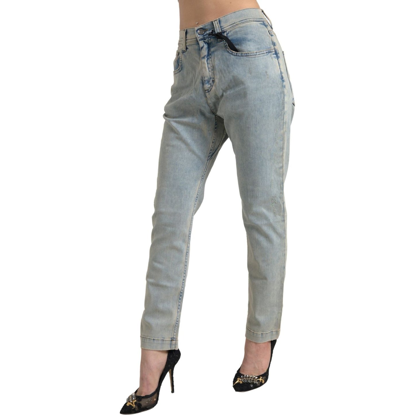 Chic Mid Waist Skinny Jeans in Blue