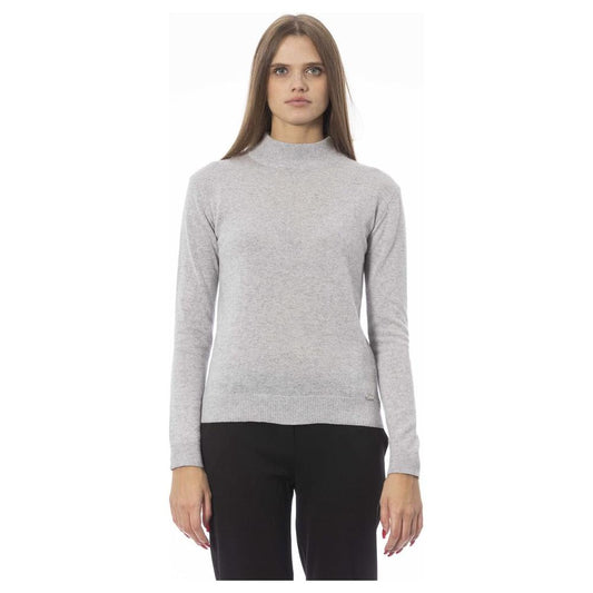 Baldinini Trend Elegant Gray Cashmere Blend Turtleneck Sweater Baldinini Trend