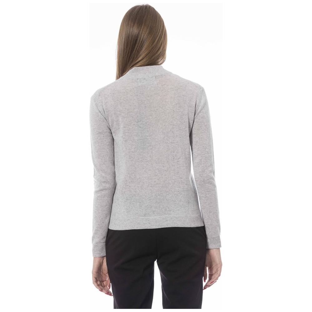 Elegant Gray Cashmere Blend Turtleneck Sweater