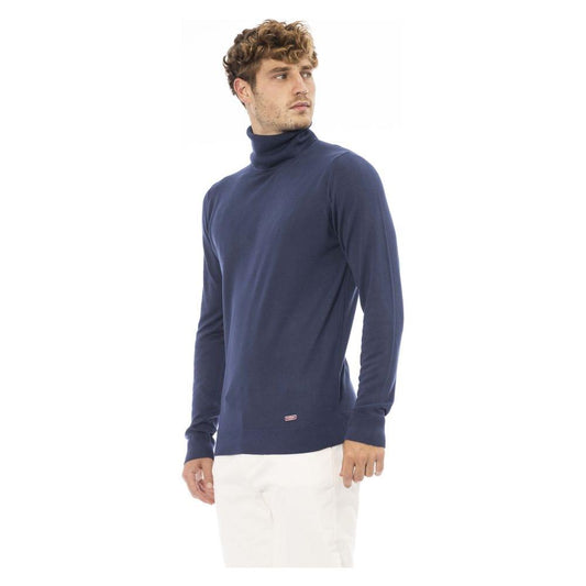 Baldinini Trend Chic Turtleneck Sweater in Blue - Modal & Cashmere Blend Baldinini Trend